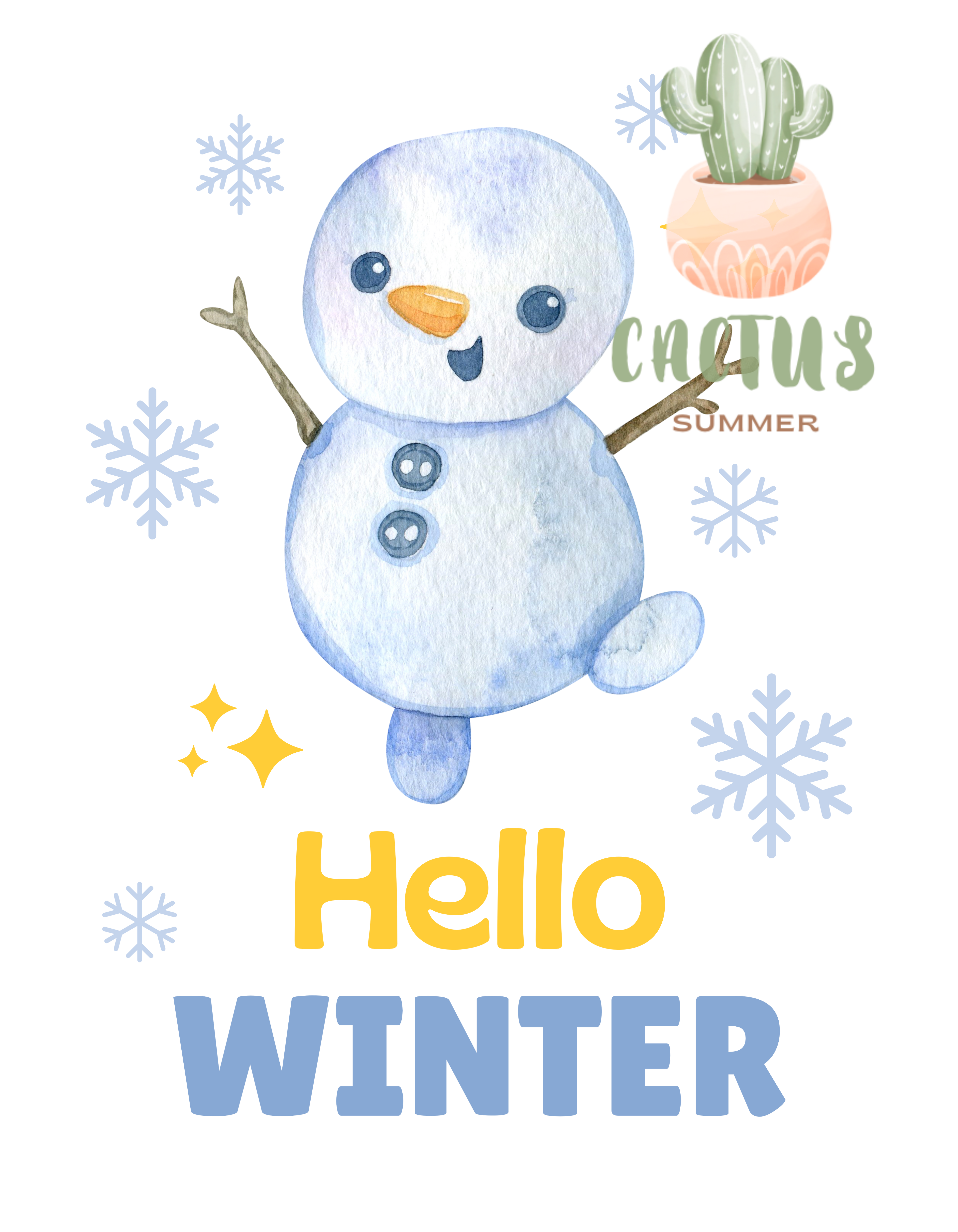 Winter Snowman - Tee Shirt 100% Cotton